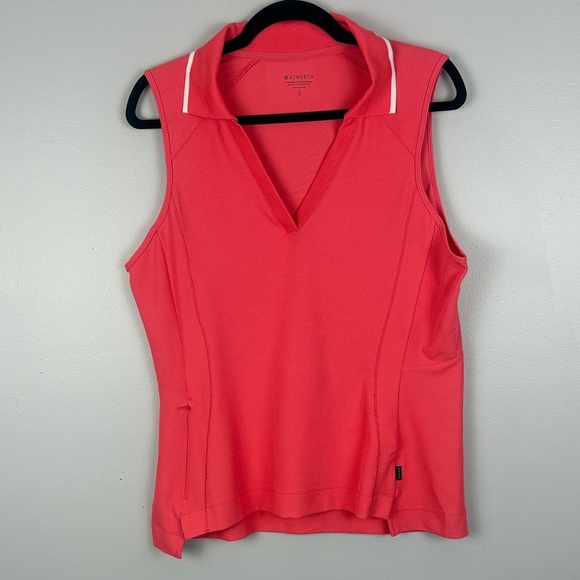 Athleta Activewear Golf Coral Everyday Sleeveless Polo Tank Top Size Large - Picture 2 of 10